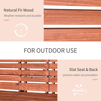 Convertable 3-Seater Wood Bench Table Garden w/ Armrests Orange