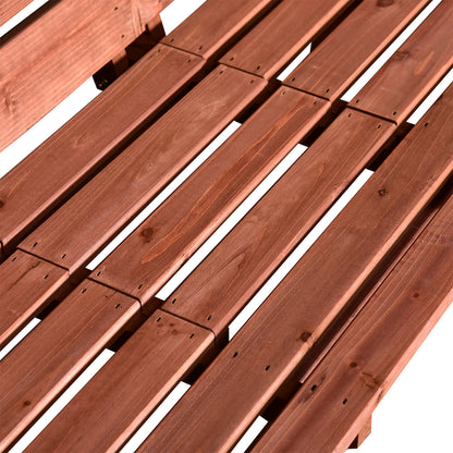 Convertable 3-Seater Wood Bench Table Garden w/ Armrests Orange