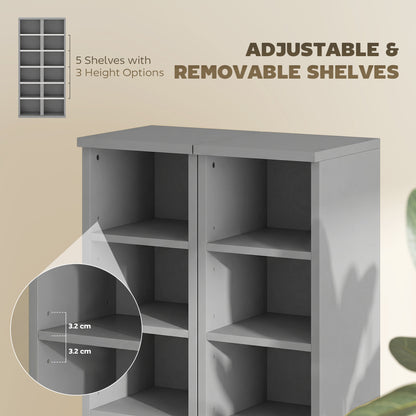 Set of 2 CD Storage Unit DVD Shelf with Adjustable Shelves Light Grey