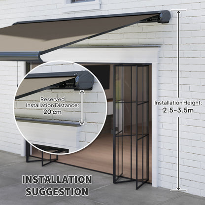 Outsunny 4 x 3(m) Full Cassette Electric Awning with Remote Controller, Aluminium Frame DIY Retractable Garden Awning, UPF50+ Sun Shade Canopy for Deck Door Window, Light Grey