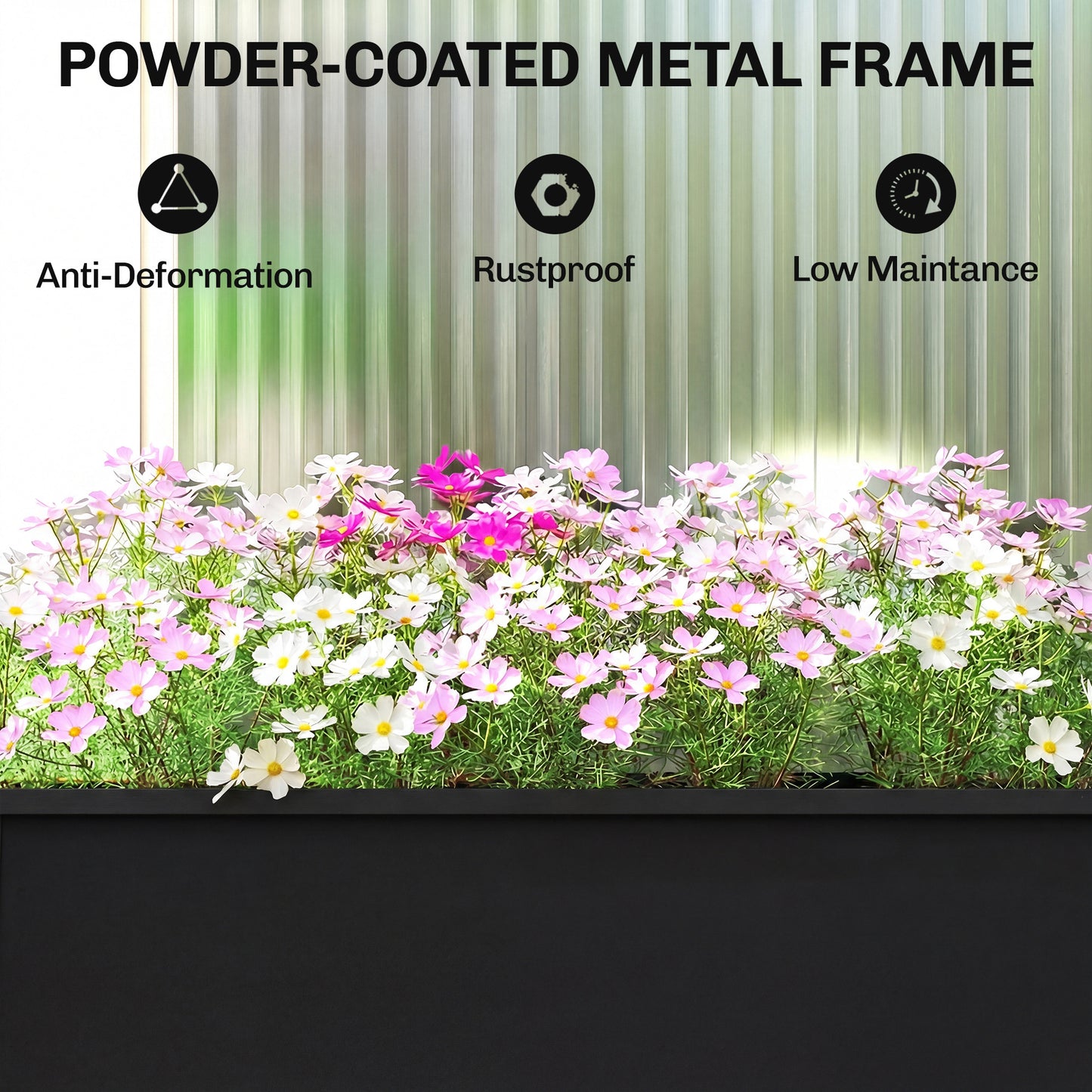 Raised Planter, Metal Raised Garden Bed on Legs with Drainage Hole