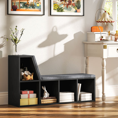 2 Tier Bookcase w/ Removable Cushions Storage Cabinet for Living Room