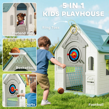 Playhouse for Kids Outdoor Indoor, 5 in 1 Garden House, Beige