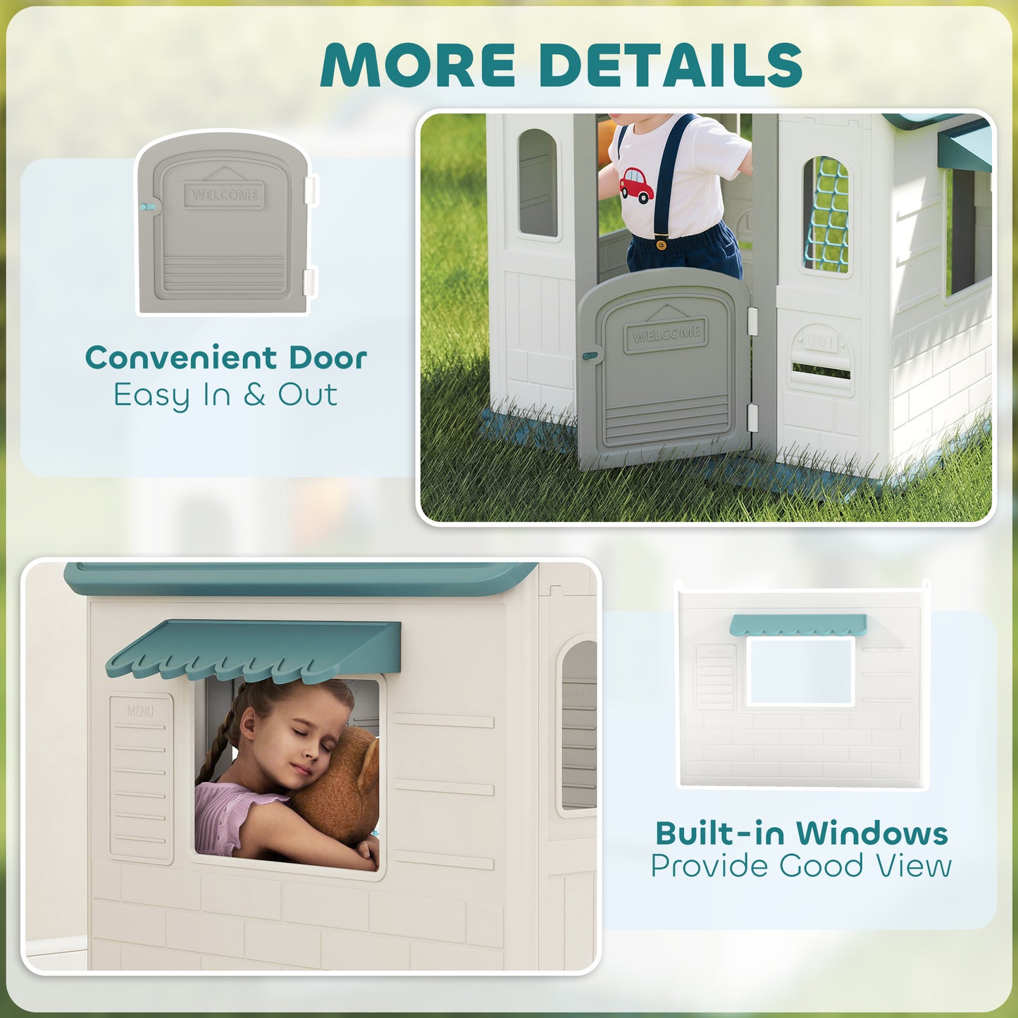 Playhouse for Kids Outdoor Indoor, 5 in 1 Garden House, Beige
