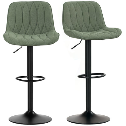 Bar Stools Set of 2, Modern Armless Bar Chairs, Green