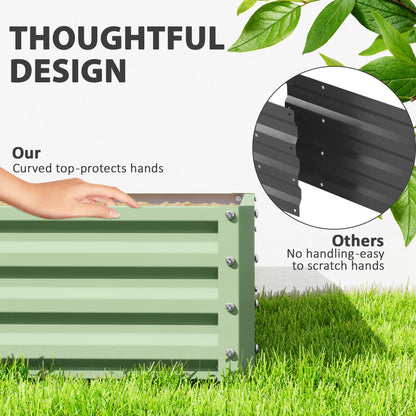 Raised Garden Bed Metal Patio Backyard Flower Planter, Light Green