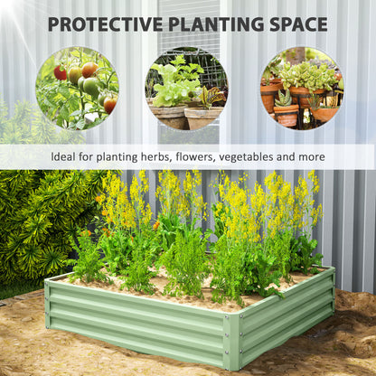 Raised Garden Bed Metal Patio Backyard Flower Planter, Light Green