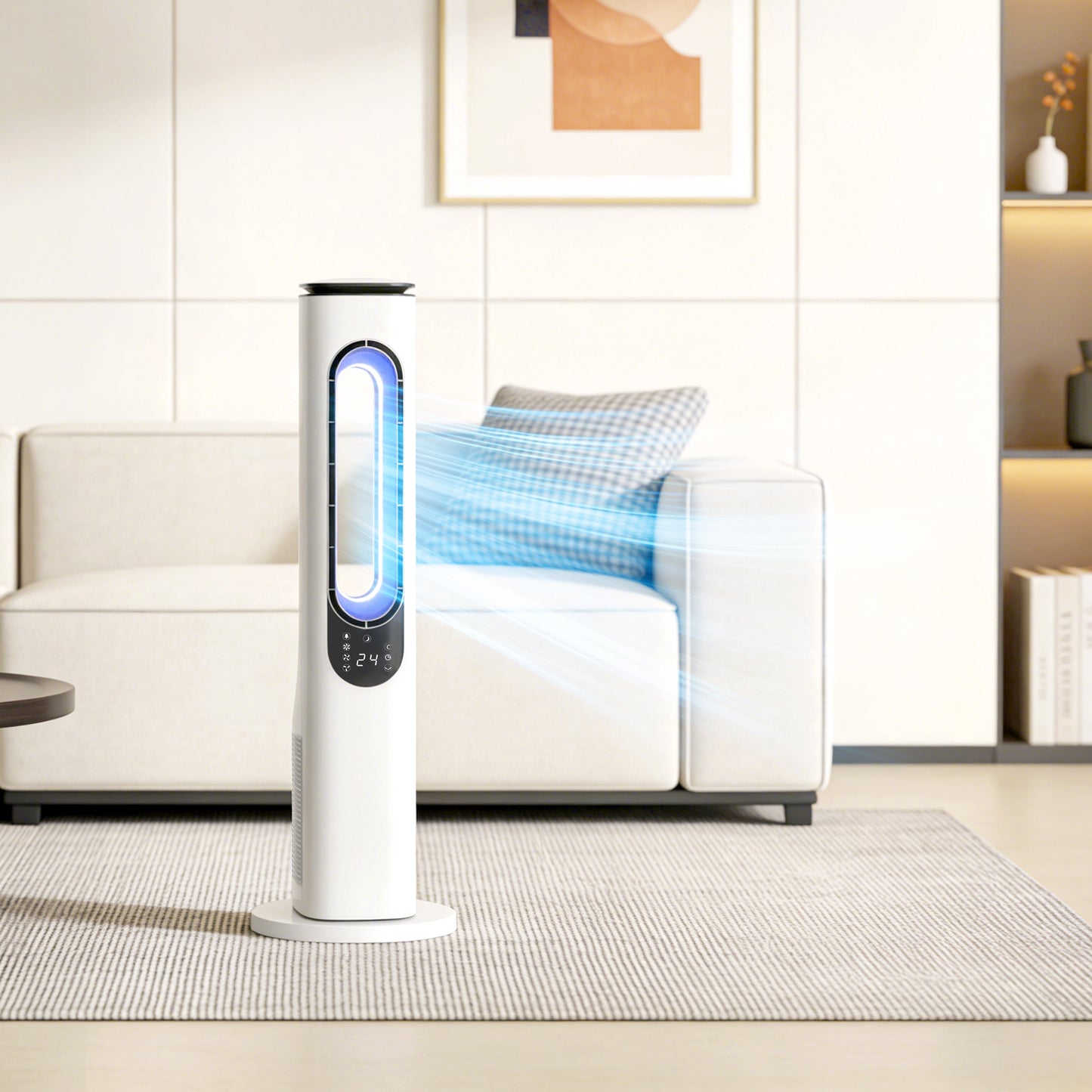 Bladeless Tower Fan, 35dB Standing Cooling Fan with 50° Oscillating