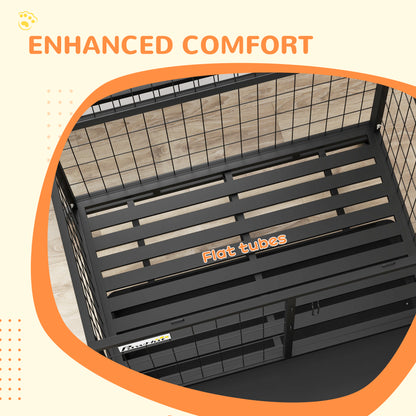 36" Heavy Duty Dog Crate on Wheels w/ Bowl Holder, Removable Tray