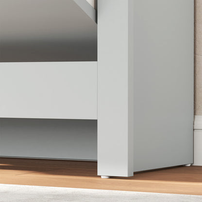 12-Shoe Storage Cabinet 4 Shelves 2 Drawers Tabletop Light Grey