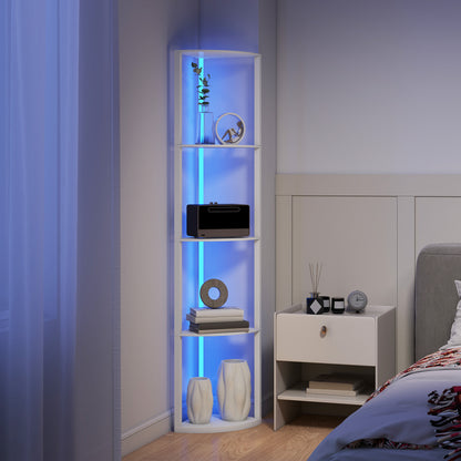 RGB LED Floor Lamp with Shelves and Remote Control for Living Room