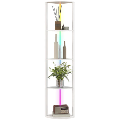 RGB LED Floor Lamp with Shelves and Remote Control for Living Room