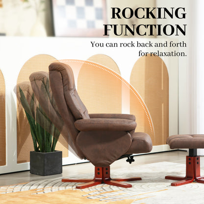Recliner Chair with Footstool, Backrest Adjustable, Armchair, Brown