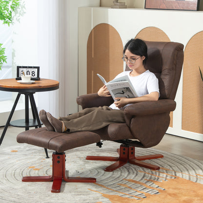 Recliner Chair with Footstool, Backrest Adjustable, Armchair, Brown