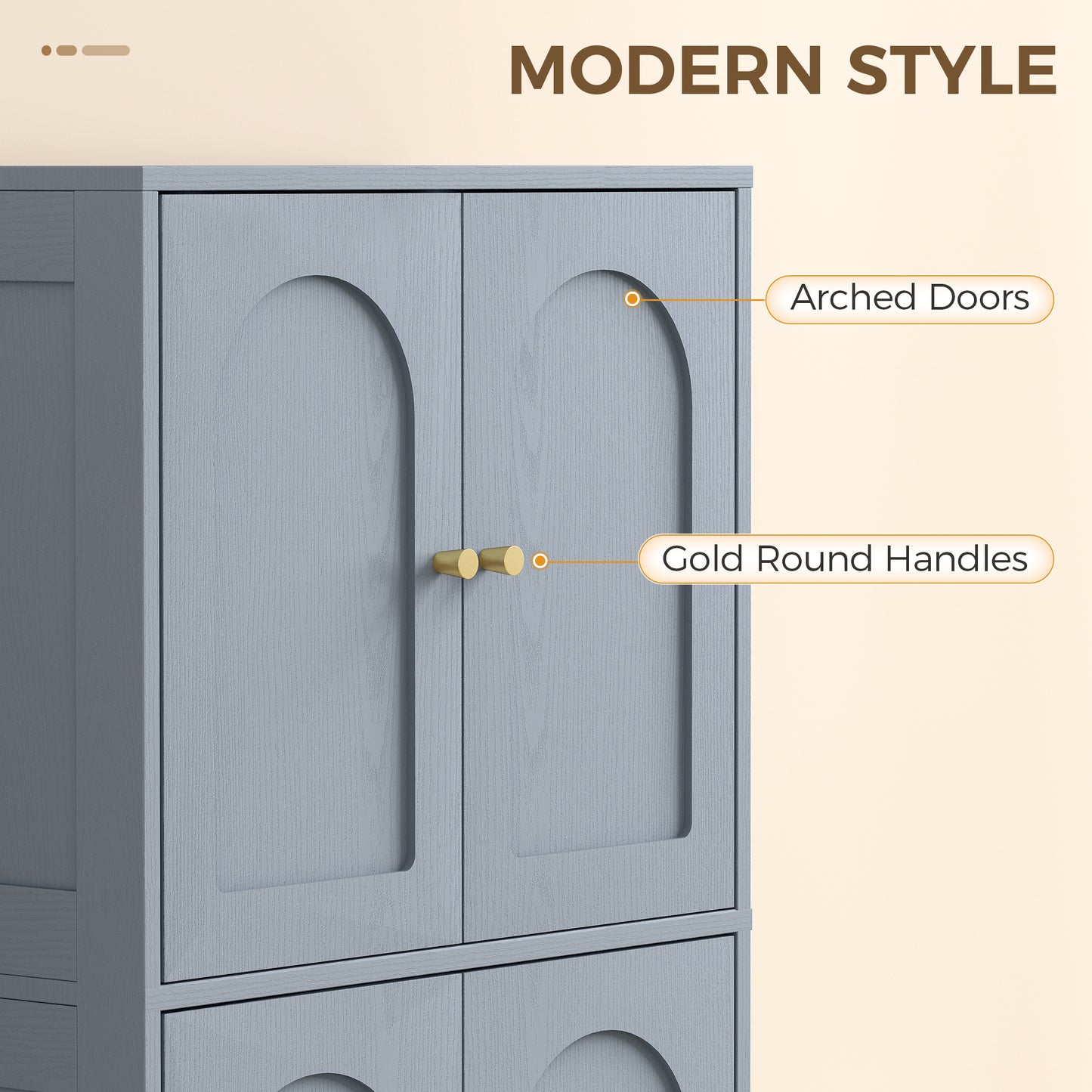 110cm Kitchen Cupboard with 4 Arched Doors and 2 Adjustable Shelves