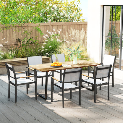 Wooden Garden Table for 6 with 5cm Parasol Hole for Balcony Terrace