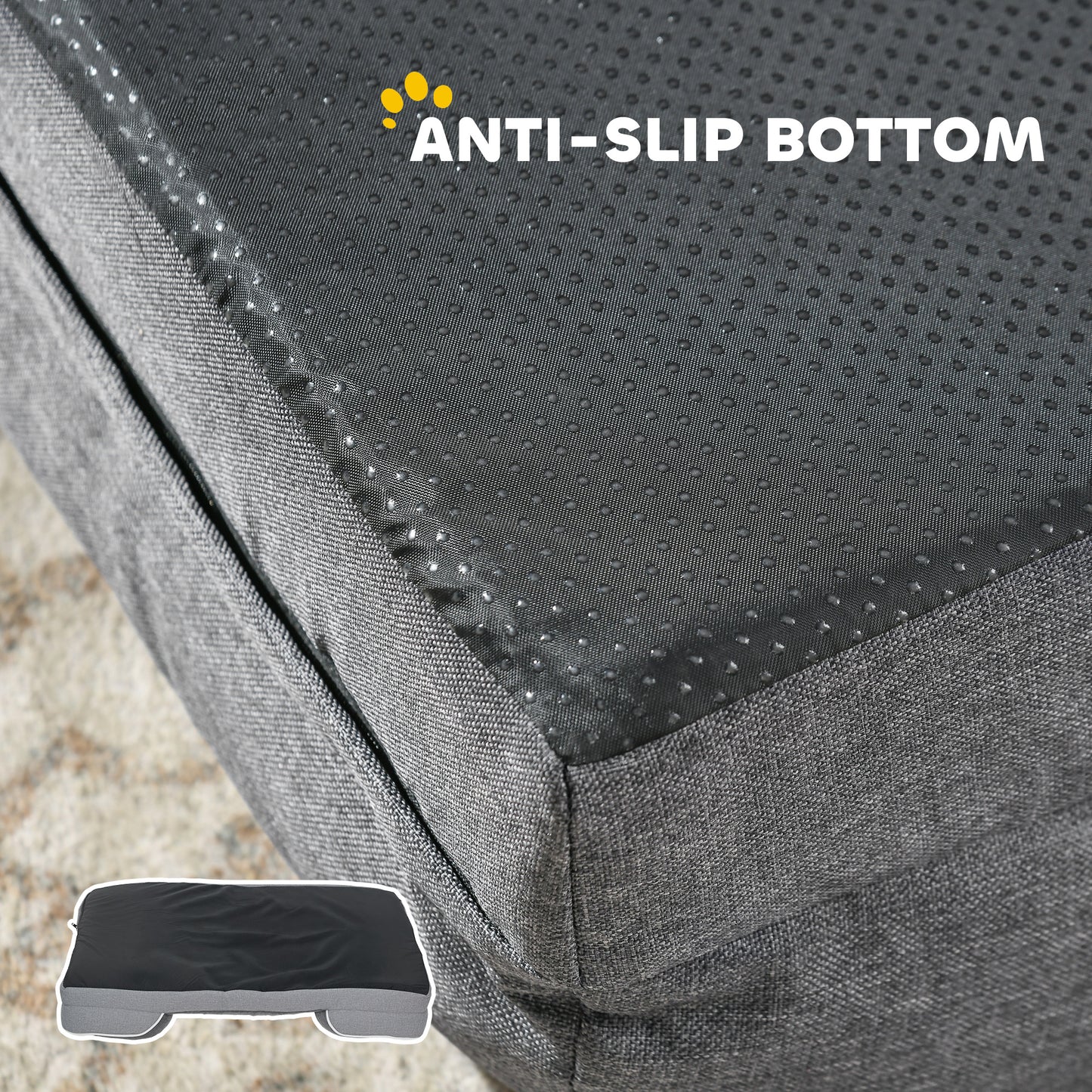 Dog Sofa Bed, Washable Pet Bed with Non-Slip Bottom, Grey