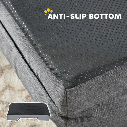 Dog Sofa Bed, Washable Pet Bed with Non-Slip Bottom, Grey