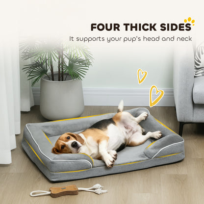Dog Sofa Bed, Washable Pet Bed with Non-Slip Bottom, Grey