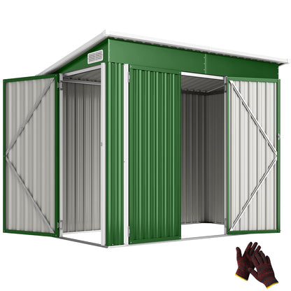 Outdoor Storage Shed, 7.5 x 4.3ft Metal Garden Shed, Green