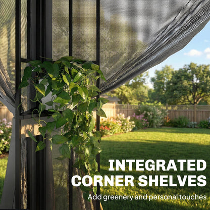 3 x 3.6 m Garden Gazebo with Shelves, UPF50+ Permanent Gazebo