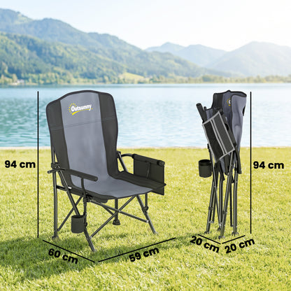 Camping Chair Padded with Side Pocket Black
