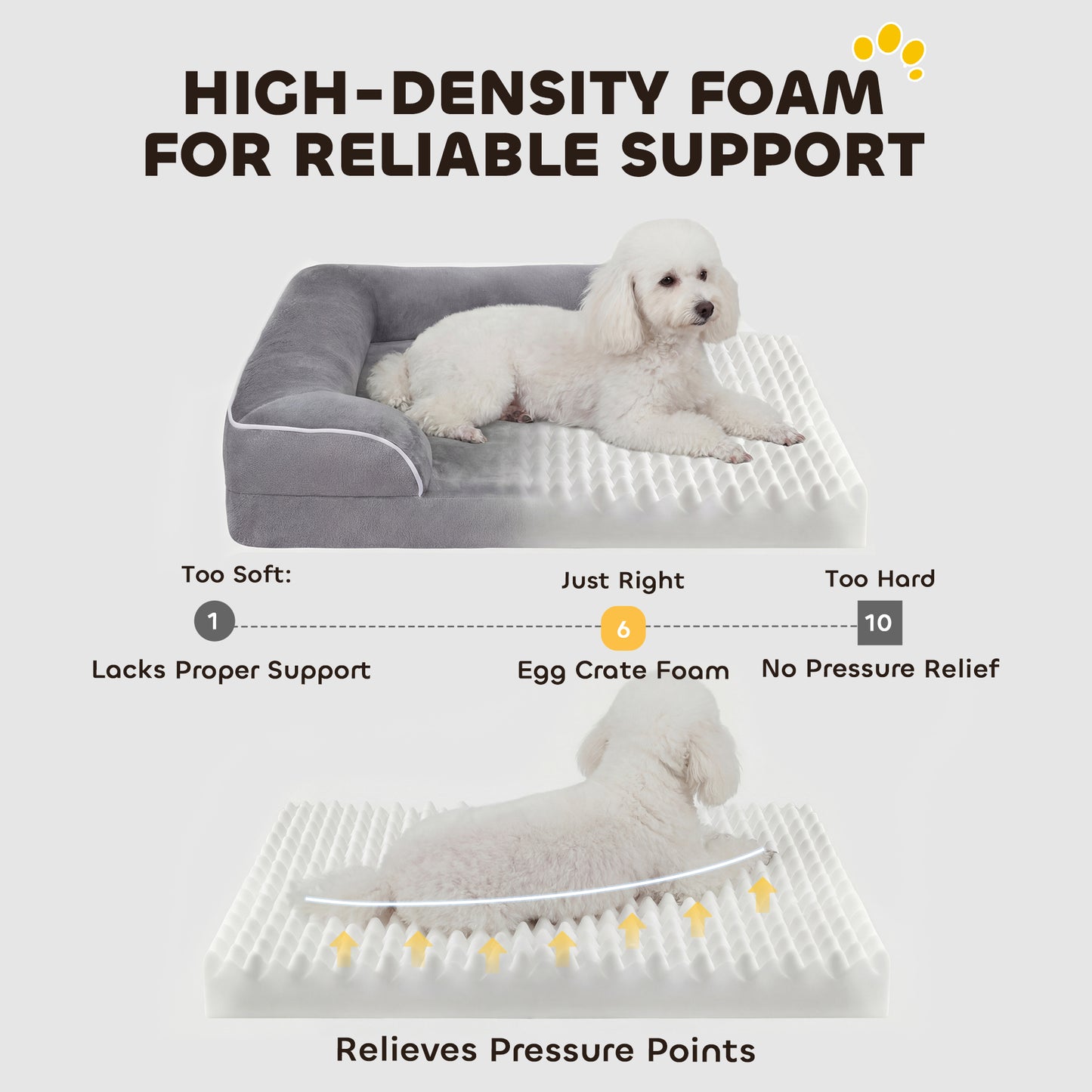 Dog Sofa Bed, Washable Pet Bed with Non-Slip Bottom, Grey
