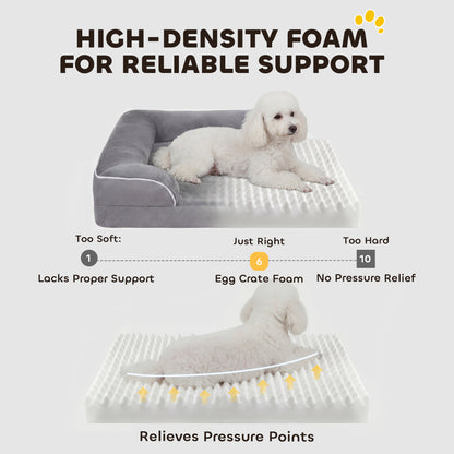 Dog Sofa Bed, Washable Pet Bed with Non-Slip Bottom, Grey