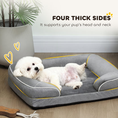 Dog Sofa Bed, Washable Pet Bed with Non-Slip Bottom, Grey