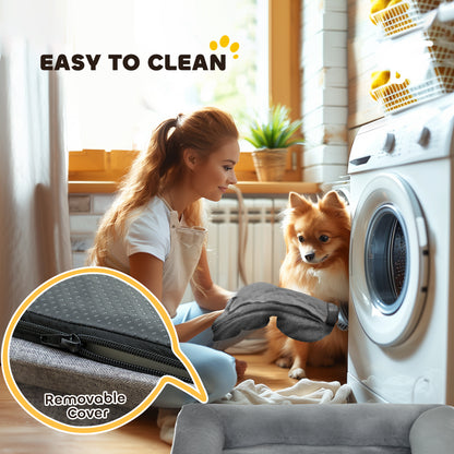 Dog Sofa Bed, Washable Pet Bed with Non-Slip Bottom, Grey