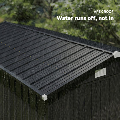 12 x 8 ft Garden Shed, Outdoor Storage Shed with 4 Vents Dark Grey