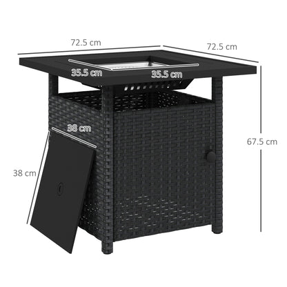50,000 BTU Rattan Fire Pits for Garden, Fire Pit Table, Black
