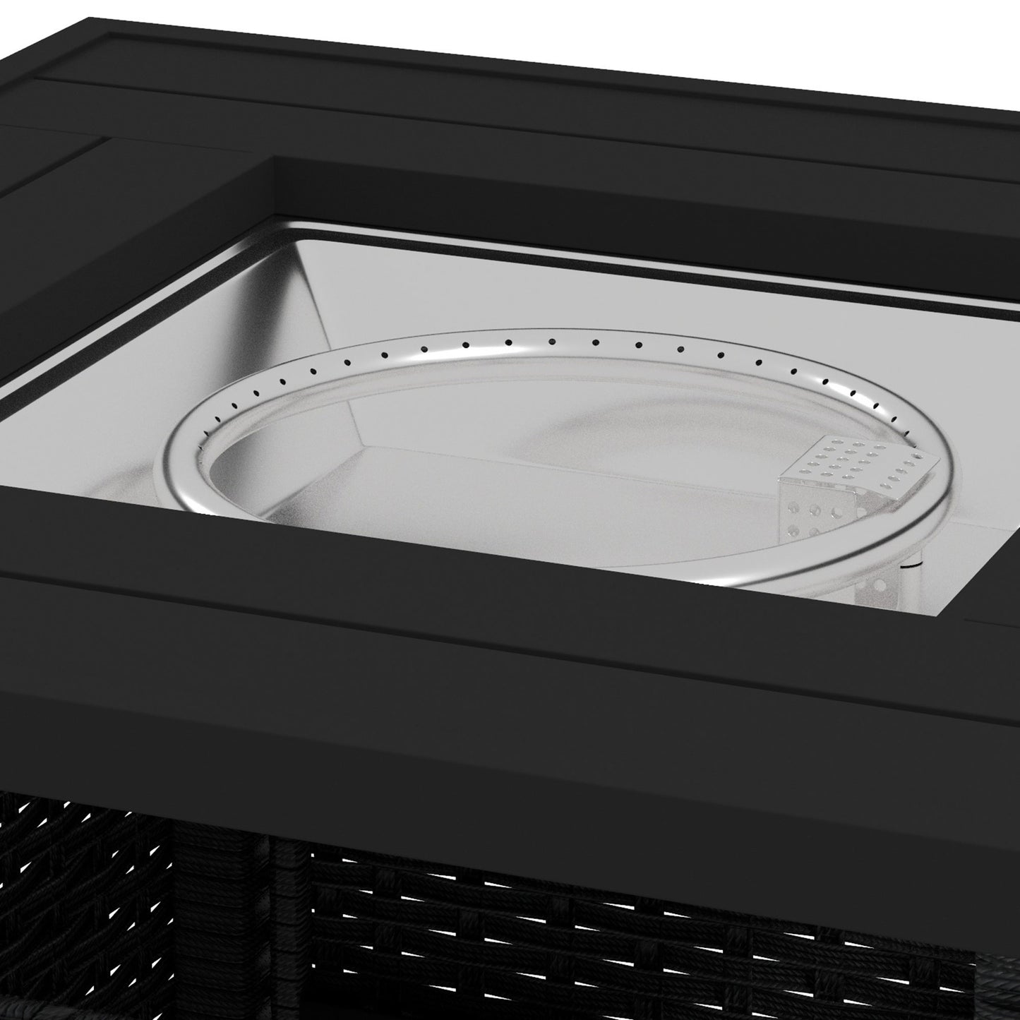 50,000 BTU Rattan Fire Pits for Garden, Fire Pit Table, Black