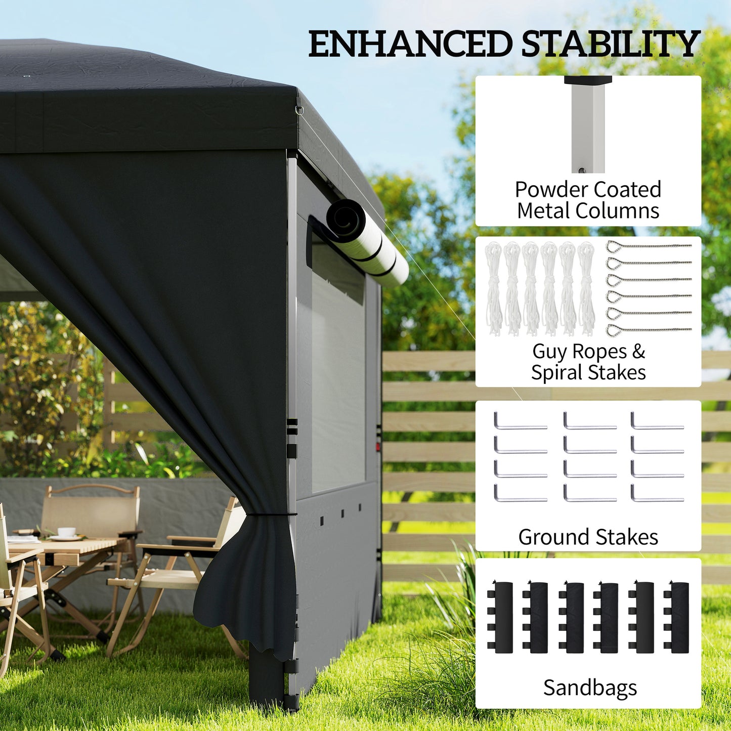 3 x 6 m Pop Up Gazebo, UPF50+ Wedding Party Tent Marquee, Black