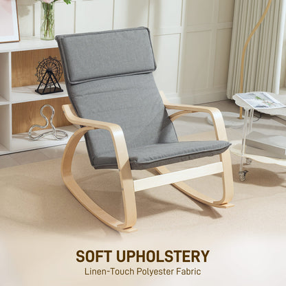 Comfortable Relax Rocking Chair with High Back, Grey