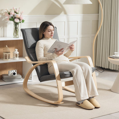 Comfortable Relax Rocking Chair with High Back, Grey