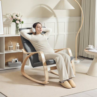 Comfortable Relax Rocking Chair with High Back, Grey