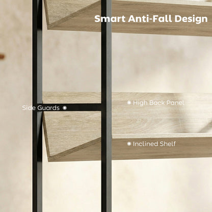 Bookcase Anti-Slip Design 5-Tier Oak