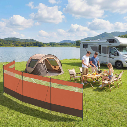 Camping Windbreaks with Clear Windows, 725 x 140cm, Orange