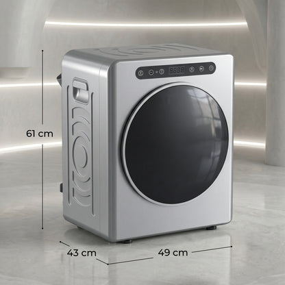 5kg Vented Tumble Dryer, 1000W Compact Freestanding Tumble Dryer with Stainless Steel Anti-Crease Reverse Tumble, Extra Dry & ECO Modes, Multiple Timer & Heat Settings, Silver Tone