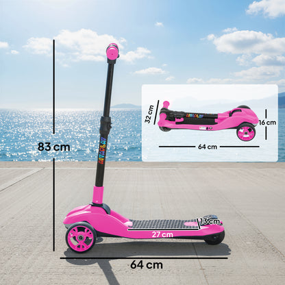 Electric Scooter for Kids, 3 Wheel Foldable Kids Scooter, Pink