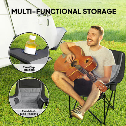 Camping Chair for Adults, Padded Folding Chair, Grey