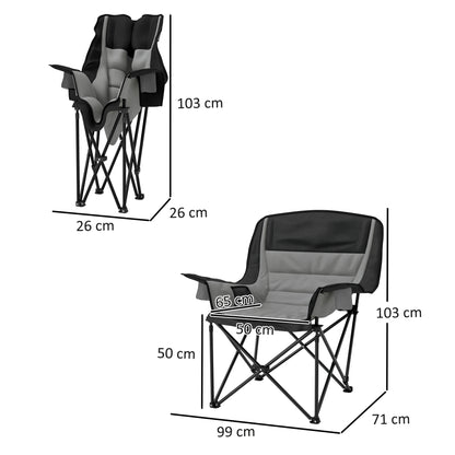 Camping Chair for Adults, Padded Folding Chair, Grey