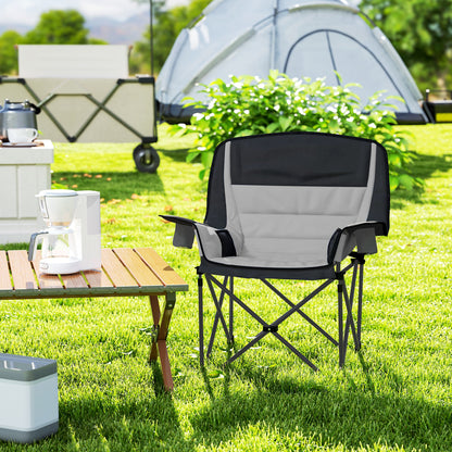 Camping Chair for Adults, Padded Folding Chair, Grey