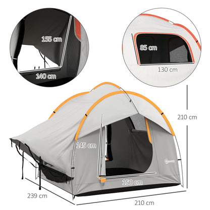 SUV Car Tent for Camping, Waterproof PU2000mm, 5 Man Tailgate Tent, for SUV Van Pickup, 2.4 x 2.1 m, Grey and Orange