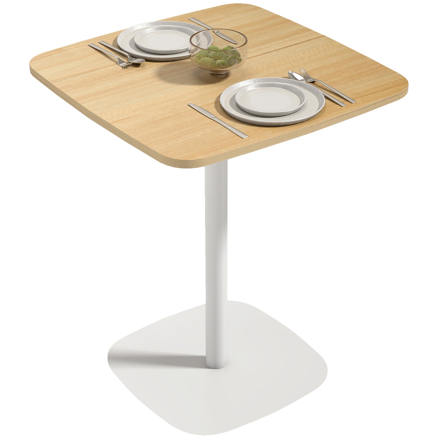 Dining Table for 2, Small Kitchen Table with Wood Veneer Top, Natural