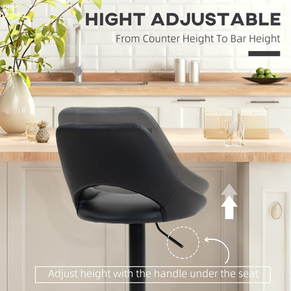 Barstools Set of 2, Dining Stools with Backrest and Footrest, Black