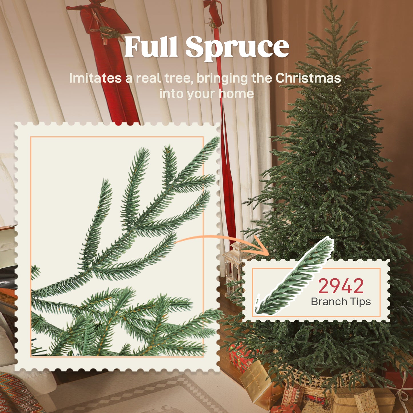 7 ft Christmas Tree, Full Spruce Xmas Tree, Easy Assembly