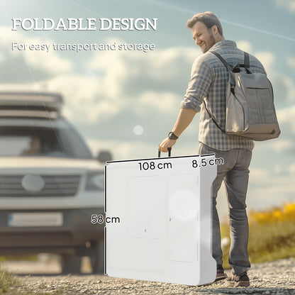 Folding Fish Cleaning Table Camping Sink Table with Faucet, White