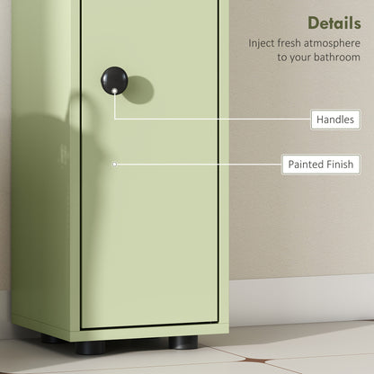 kleankin Slim Bathroom Cabinet, Toilet Roll Storage w/ Open Shelves, Green